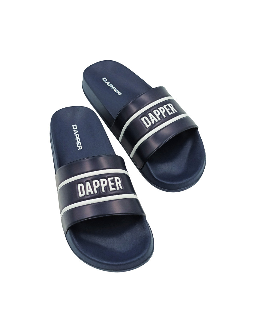 DAPPER Logo Stamp Pool Slide Sandals – Navy