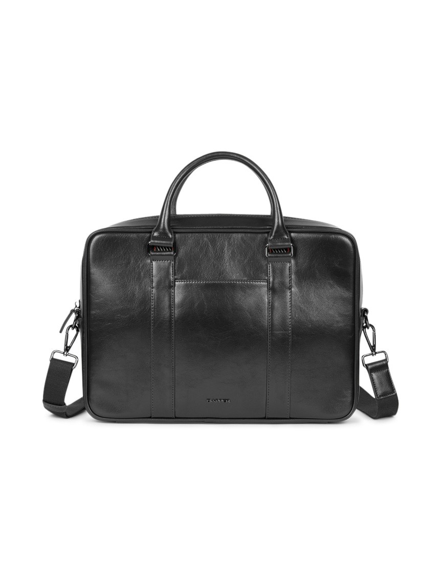 Wrinkled-Effect Briefcase with Diagonal Stripe