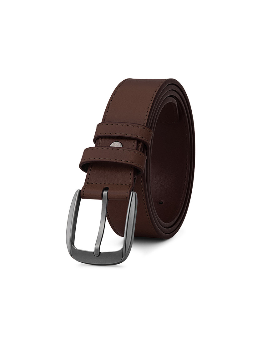 Classic Vegan Leather Belt – Brown