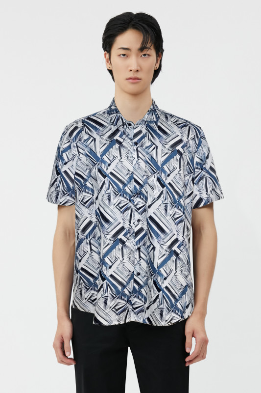 saferido Mens Japanese Graffiti Printed Casual Short-Sleeve Shirt 2024 New Genderless Fashion Personality Youth Trend Simple Shirt Unisex