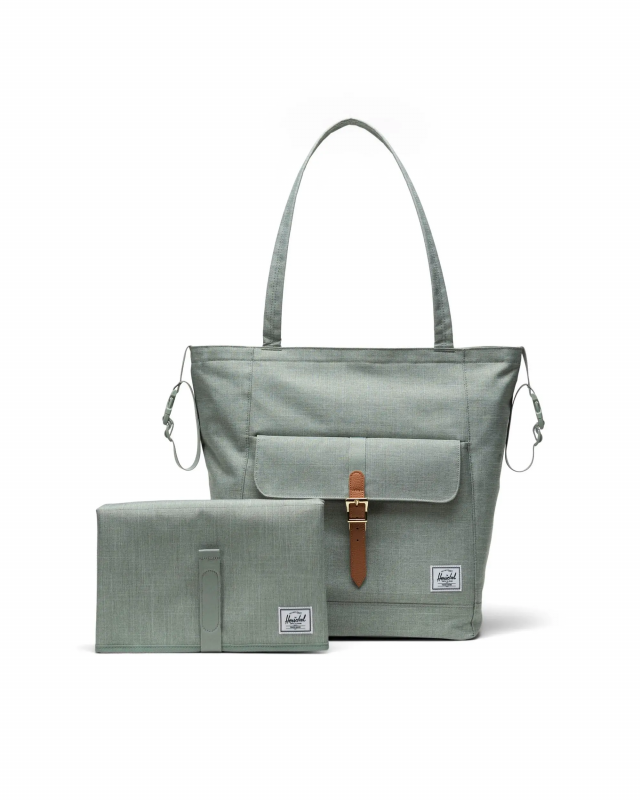 -RETREAT TOTE DIAPER BAG ICEBERG GREEN CROSSHATCH
