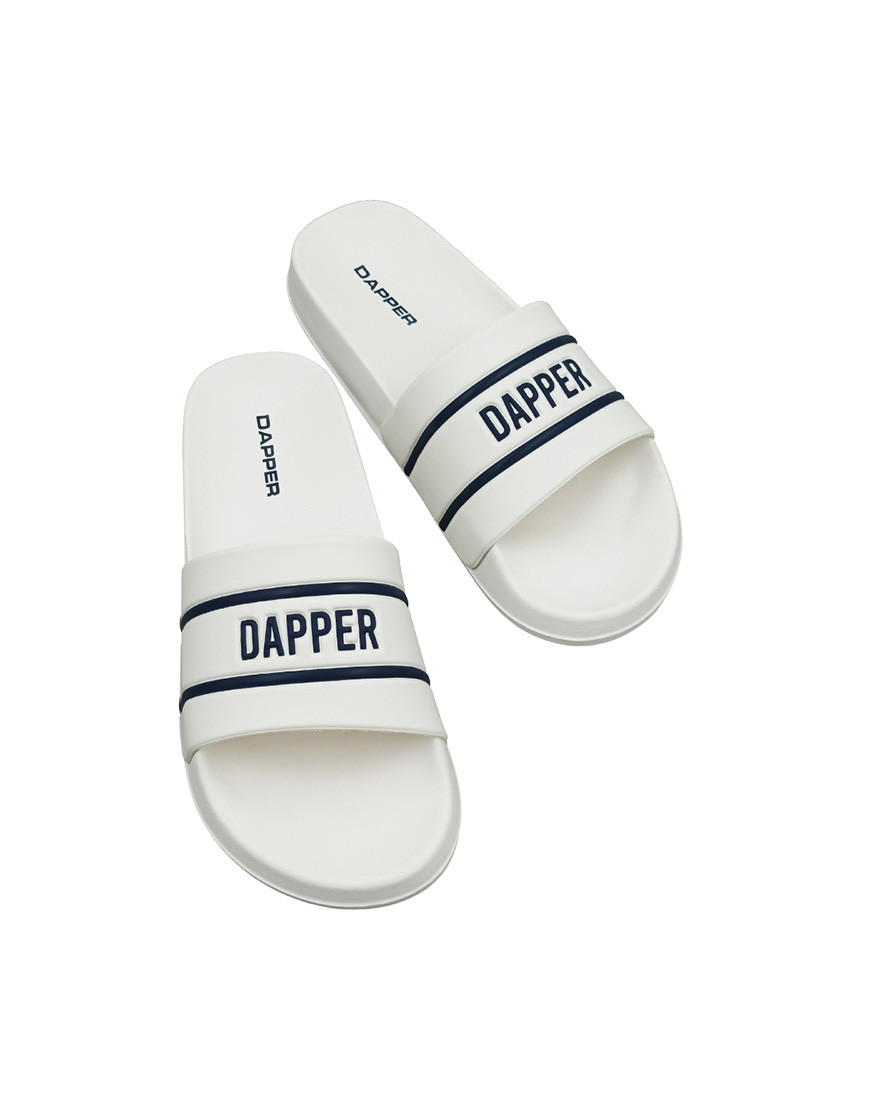 DAPPER Logo Stamp Pool Slide Sandals – White