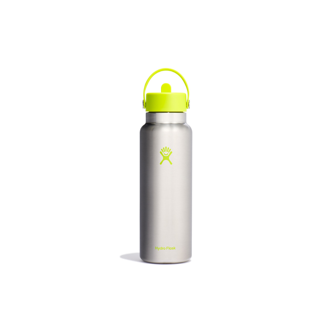 32 oz Wide Mouth with Flex Straw Cap-Stainless LIME